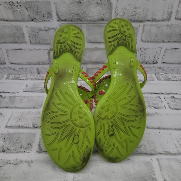 Jack Rogers Georgica Jelly Thong Sandals Lime Green Fuchsia Pink Size 9 Bright - Picture 4 of 4